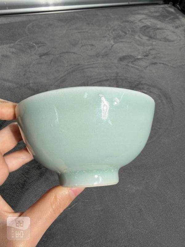 清雍正外粉青釉内青花双龙赶珠纹小杯 - 图6